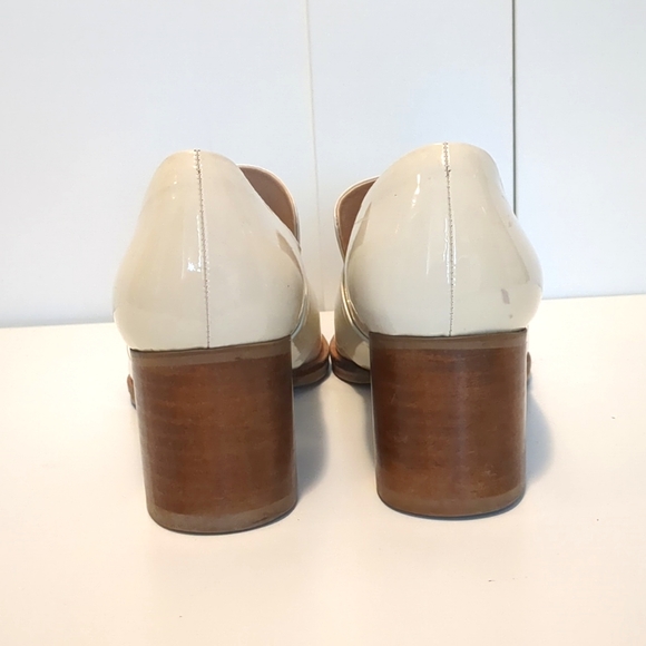 Leather Loafer Style Heels Cream and Wood by Chaussure Lapin - Picture 4 of 10